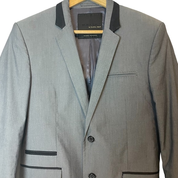 Zara Man Black Tag Gray Suit Blazer Sz US 38 Formal EUC - Picture 7 of 9